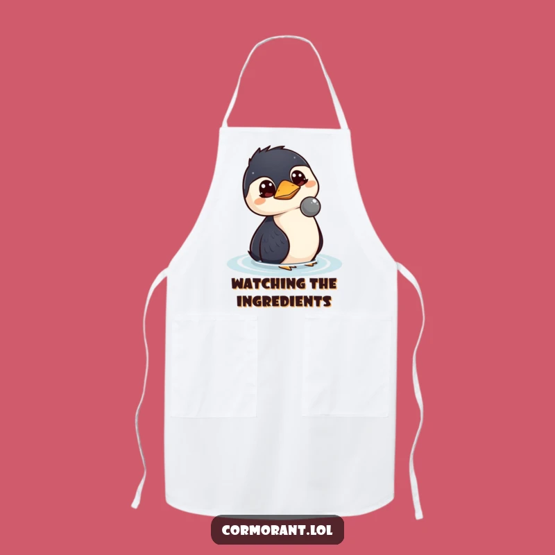Funny Kawaii Cormorant Chef Apron: Cook with Curious Observation!