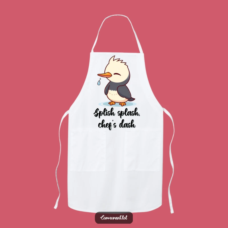 Funny Cormorant Wink Apron: Kawaii Chef Bird, Perfect Funny Gift for Kitchen Comedians