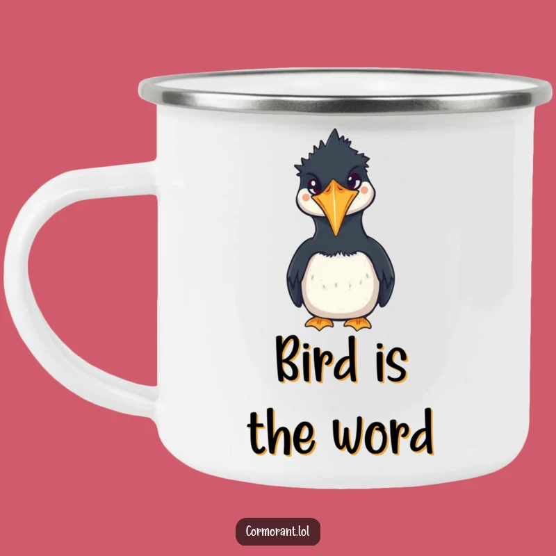 Funny Cormorant Squawk Camping Mug: Durable Kawaii Bird Cup, Perfect Humorous Gift!