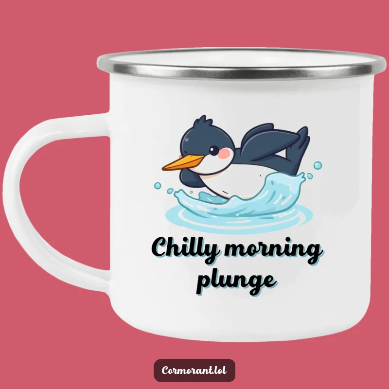 Durable Funny Kawaii Cormorant Camping Mug: Your Splashy Funny Gift!