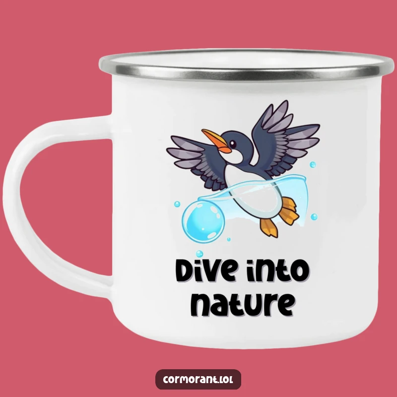 Funny Cormorant Bubble Dive Camping Mug: Enjoy Your Brews with Aquatic Fun