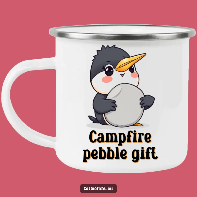Funny Cormorant Pebble Camping Mug: Share Smiles on Your Adventures