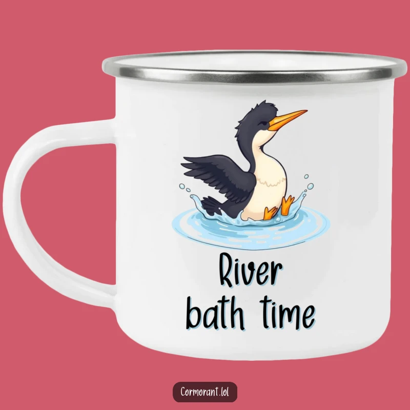 Funny Cormorant Splashing Camping Mug - Rugged, Refreshing Explorer Cup Gift