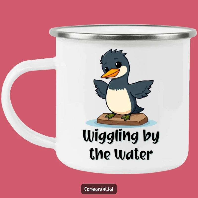 Funny Kawaii Cormorant Wiggle Camping Mug: Adventure Wiggles