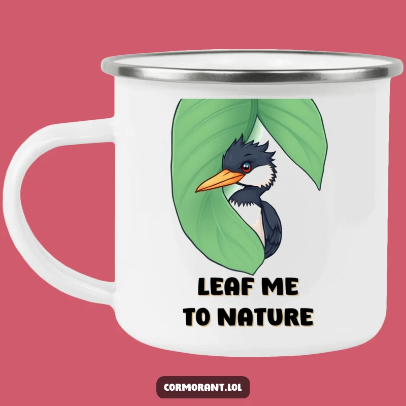 Funny Cormorant Leaf Peek Camping Mug: Adventure with This Hilarious Bird's Secret