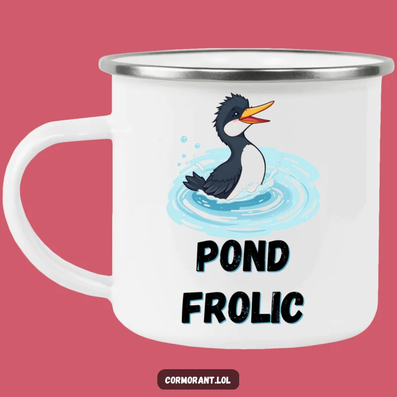 Funny Cormorant Splash Camp Mug - Playful Bird's Outdoor Water Fun
