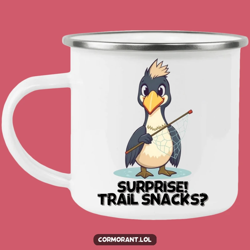 Funny Cormorant Surprise Camping Mug: Comedic Bird Outdoor Drinkware