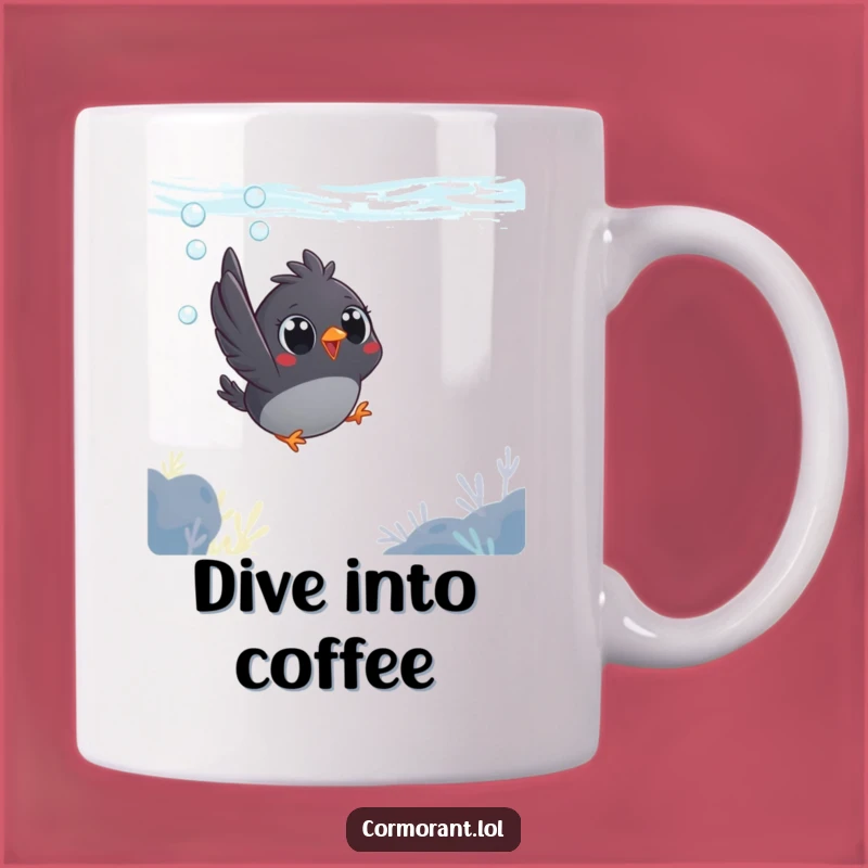 Funny Bird Dive Mug - Big-Eyed Bird Underwater Adventure Gift
