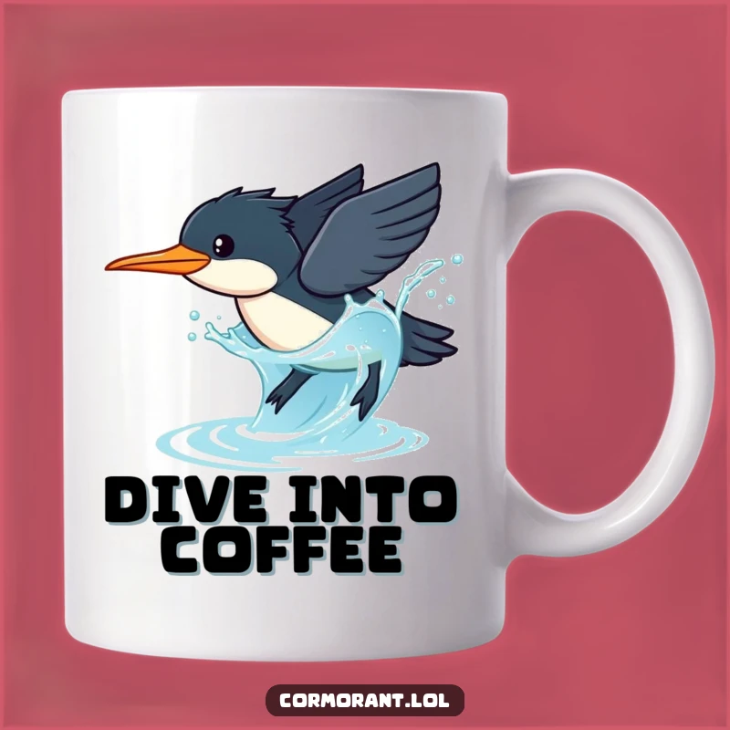 Funny Cormorant Dive Mug: Graceful Splash Humor, Perfect Gift