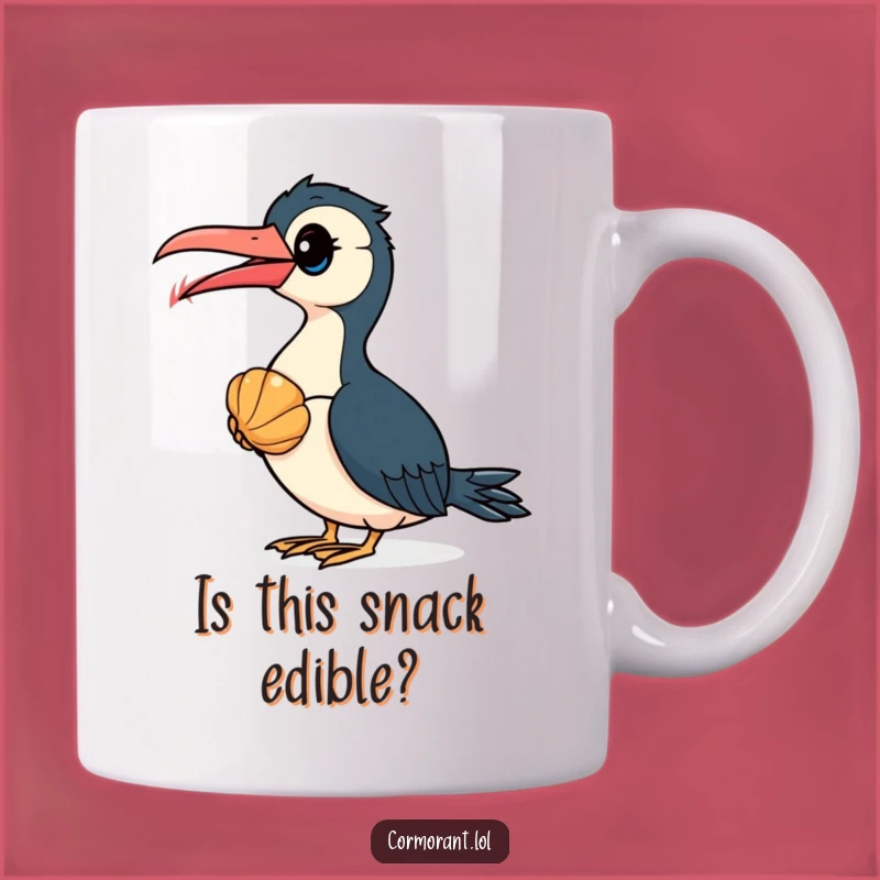 Funny Cormorant Seashell Curiosity Mug - A Hilarious Bird Watching Gift