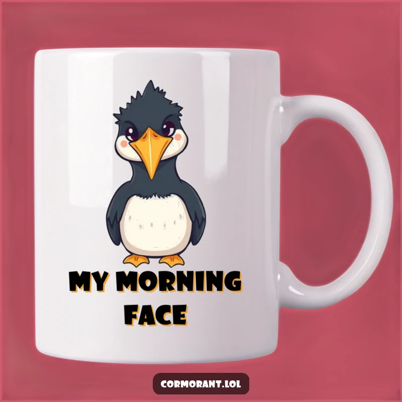 Funny Cormorant Squawk Mug: Adorable Kawaii Bird Face, Perfect Humorous Gift!