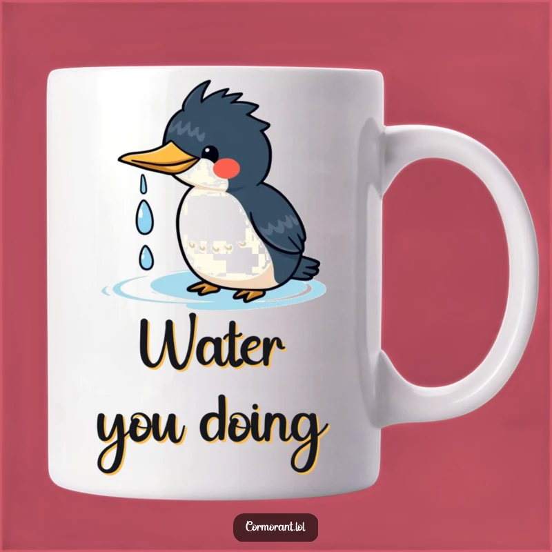 Funny Kawaii Cormorant Mug - Happy Water Droplet Shower Gift