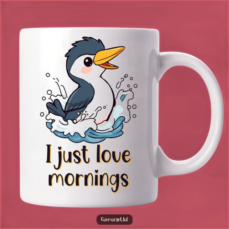 Funny Cormorant Splashing Mug: A Playful Bird Gift for Ocean Lovers
