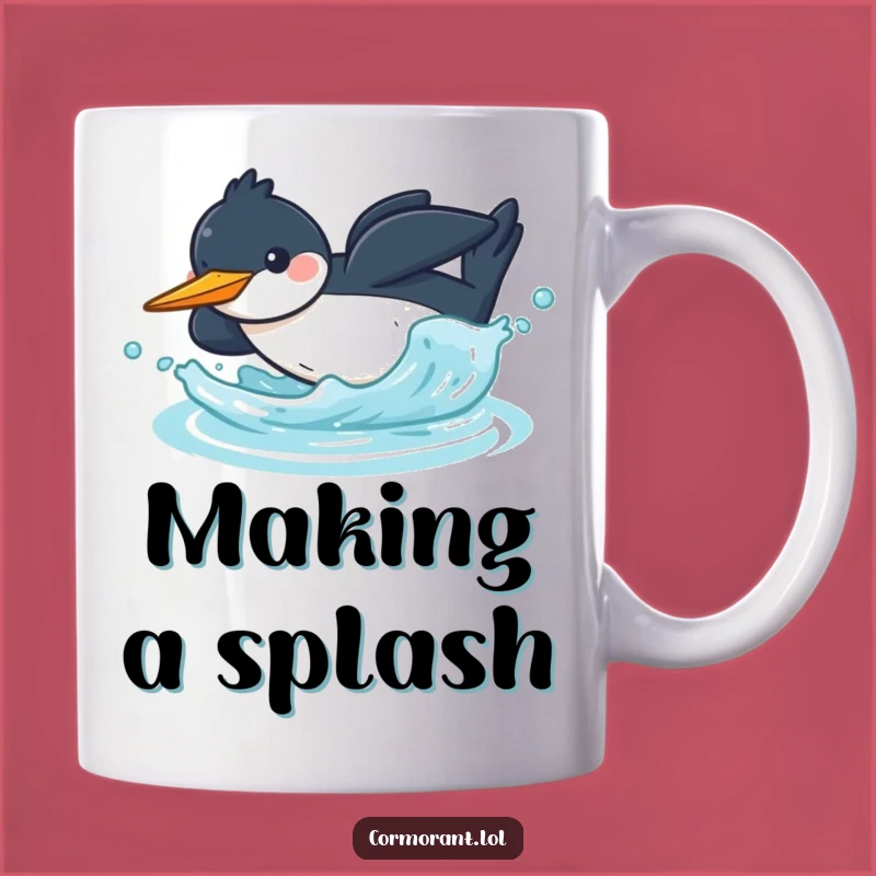 Funny Kawaii Cormorant Splash Mug: Dive into Humor with This Funny Gift!