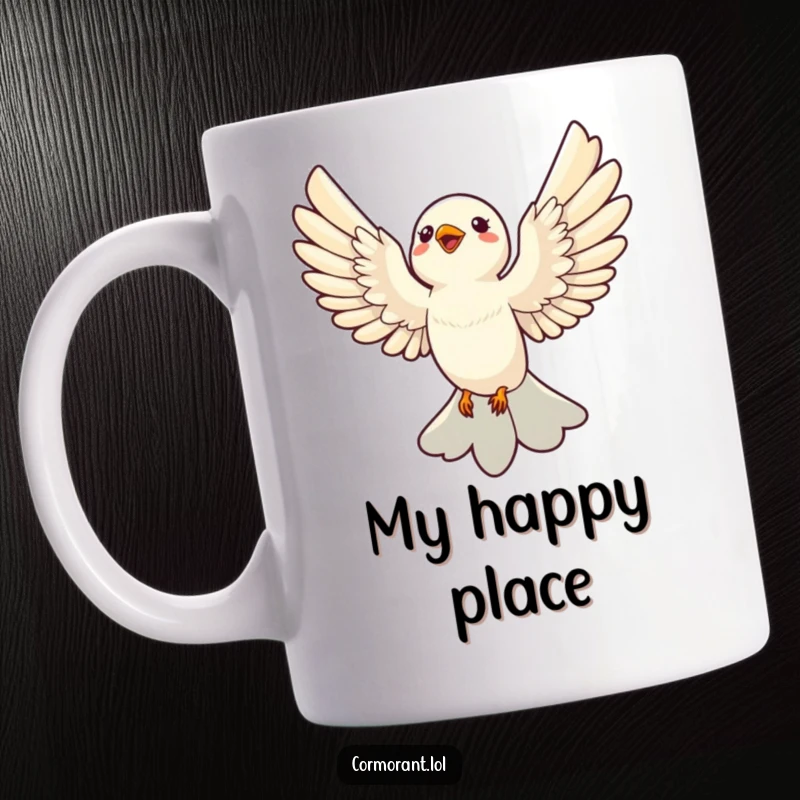 Funny Mug: A sleek bird with wings outstretched, soaring with pure delight and happiness, capturing freedom in flight.