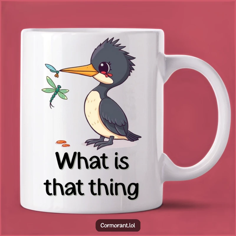 Funny Cormorant Dragonfly Curiosity Mug: A Bird's Whimsical Fascination Gift