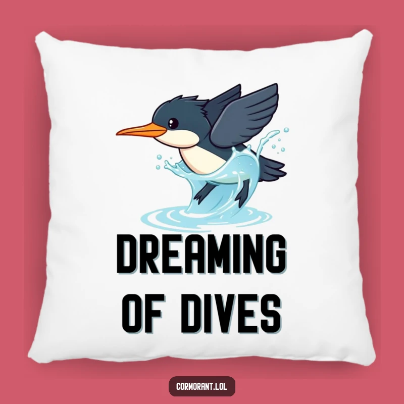 Funny Cormorant Pillow: Cozy Splash Humor, Dive Design, Perfect Gift