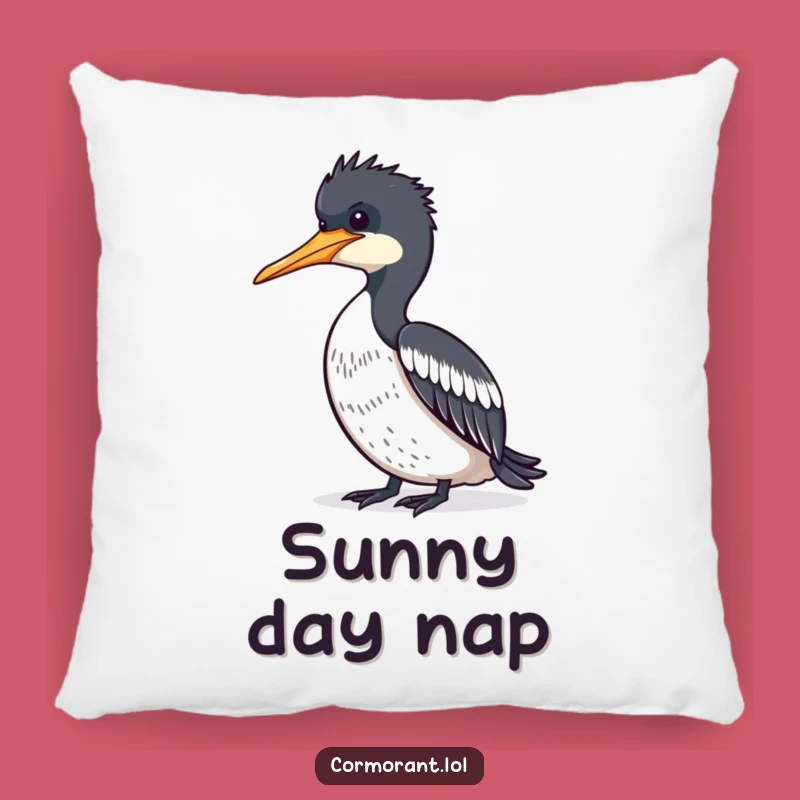 Funny Cormorant Zen Pillow: Hilarious Bird Comfort for Relaxed Living