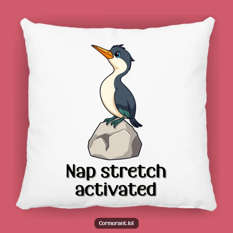Funny Cormorant Pillow: Cozy Curious Bird Cushion, Decorative Humorous Gift
