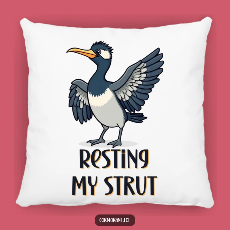 Funny Cormorant Strut Pillow: Comical Comfort - Great Gift