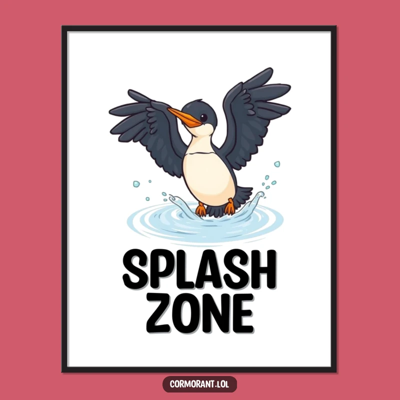 Funny Cormorant Dive Art Print - Hilarious Aquatic Decor Gift!