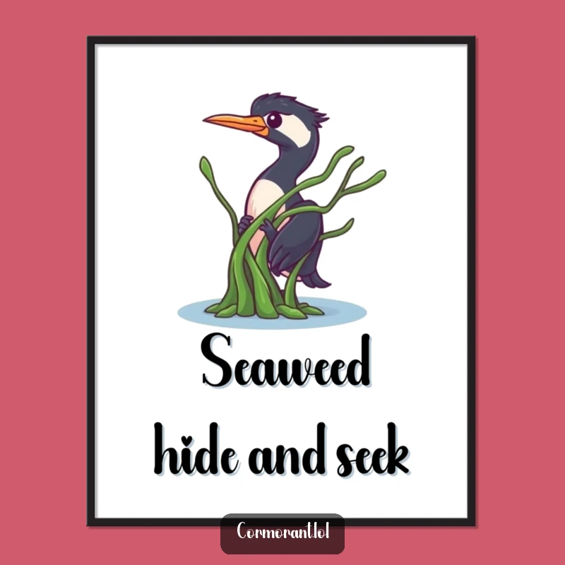 Funny Cormorant Peek Digital Print: Sneaky Art for Instant Mystery