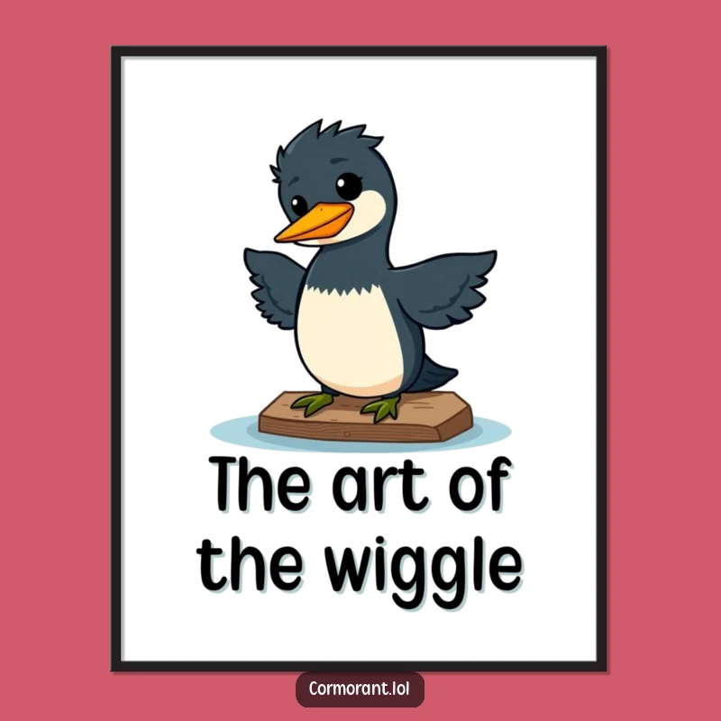 Funny Kawaii Cormorant Wiggle Digital Print: Instant Joyful Vibes
