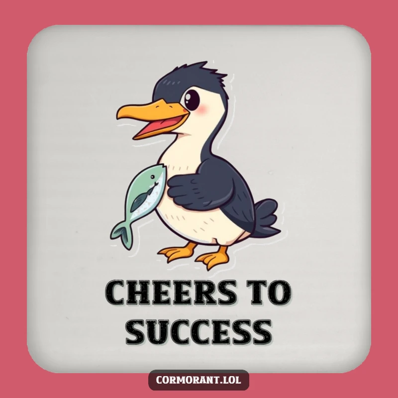 Funny Cormorant Fish Coaster - Protect Surfaces Proudly