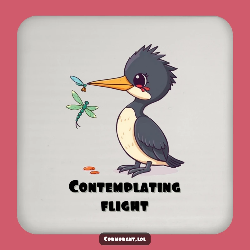 Funny Cormorant Dragonfly Coaster: Protect Surfaces with Curious Art