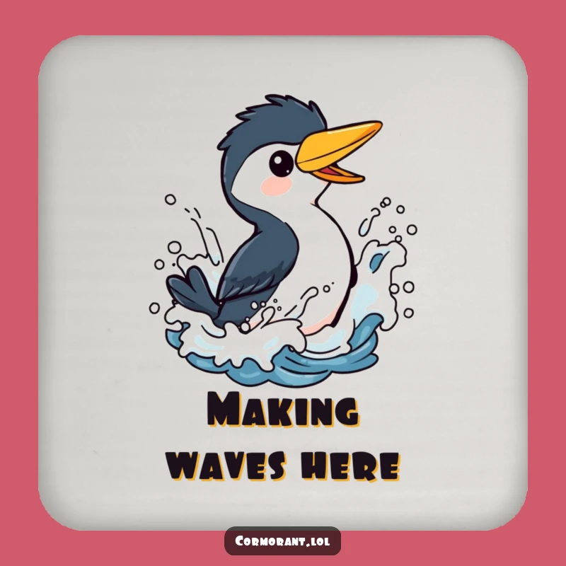 Funny Cormorant Splashing Coaster: Playful Bird Drink Protection for Tables