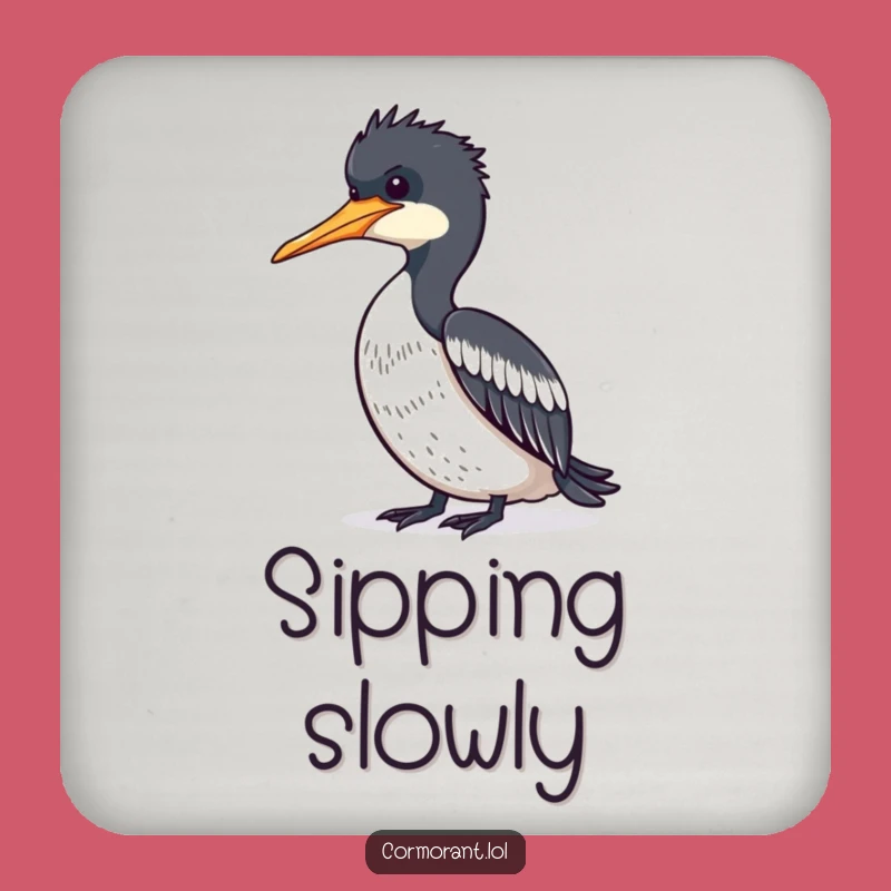 Funny Cormorant Sun Worshipper Coaster: Hilarious Bird Decor for Relaxed Spaces