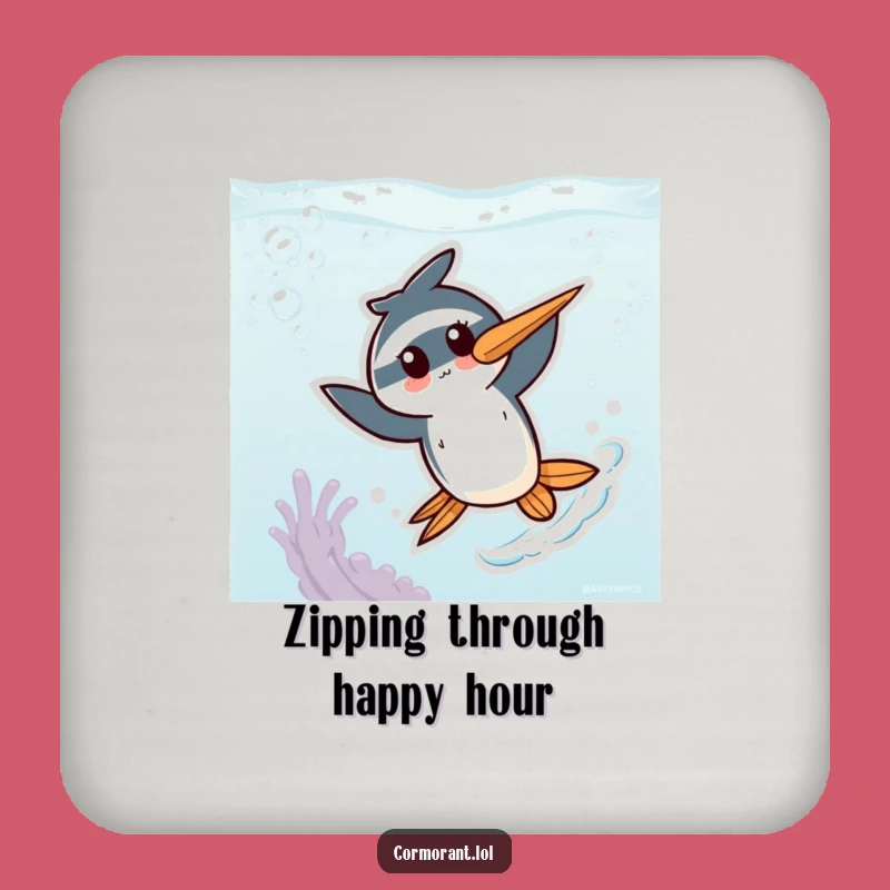 Funny Kawaii Cormorant Coaster: Energetic Underwater Protection for Tables