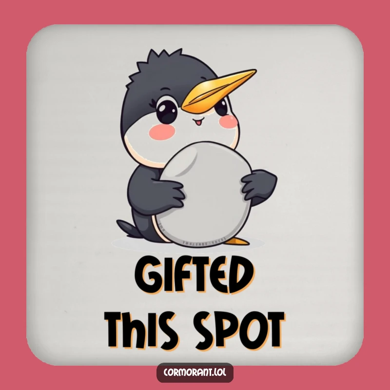 Funny Cormorant Pebble Coaster: Protect Surfaces with Bird's Generous Art