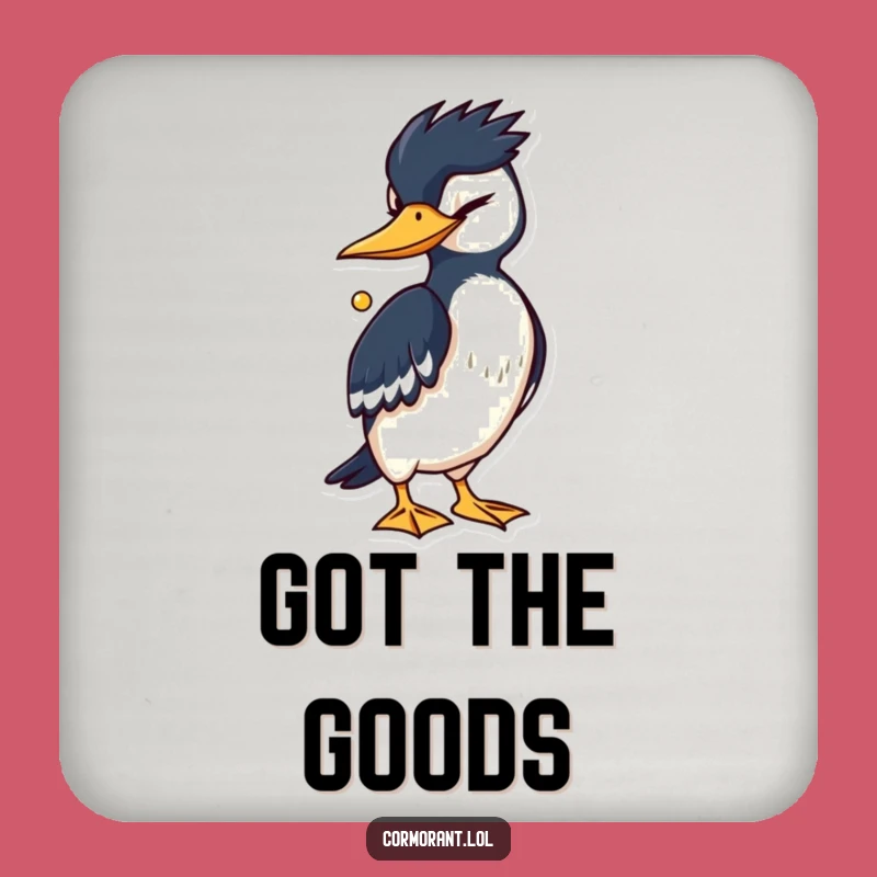 Funny Cormorant Wink Coaster Set - Protect Surfaces Shrewd Bird Gift