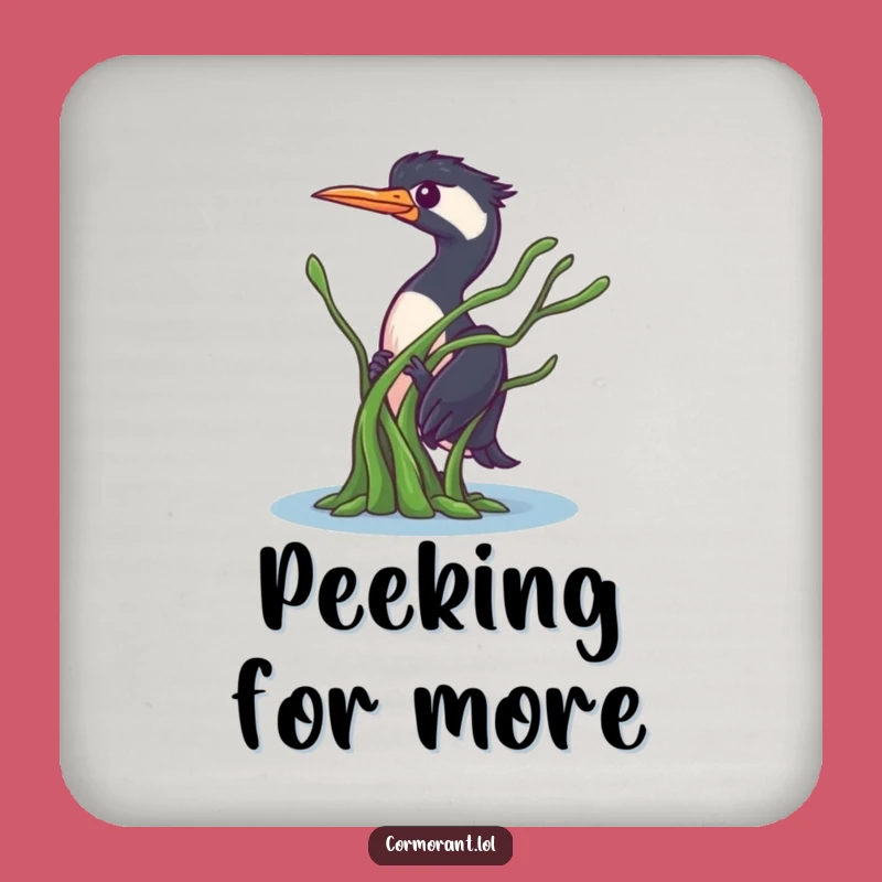 Funny Cormorant Peek Coaster: Sneaky Protection from Seaweed Hiding