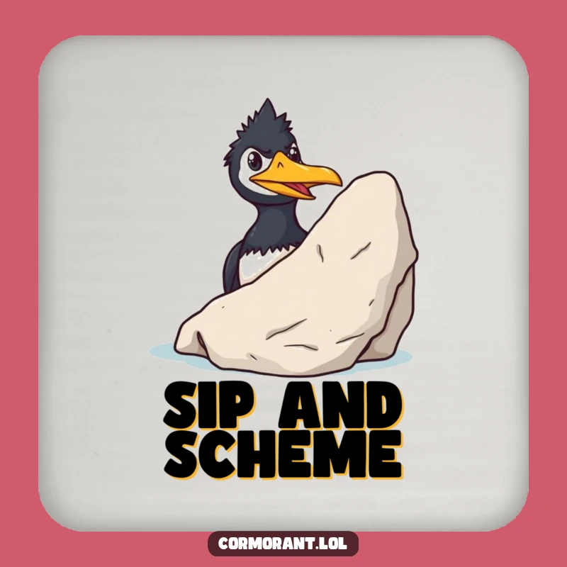 Funny Cormorant Grin Coaster: Sly Bird Protection for Your Surfaces