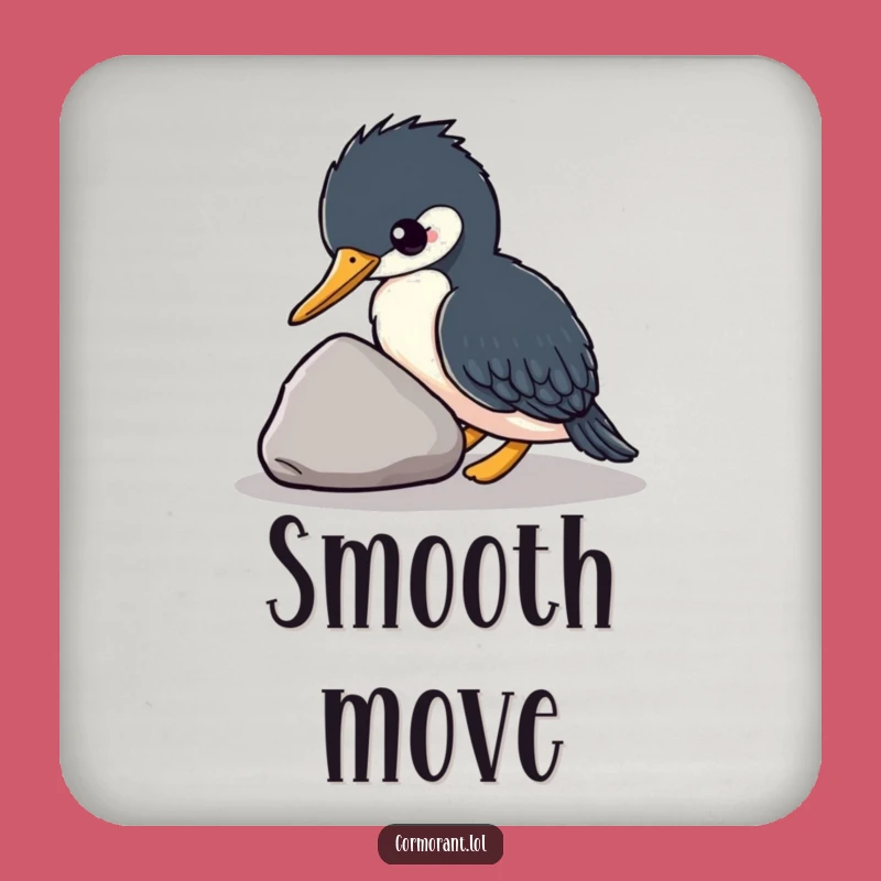 Funny Kawaii Cormorant Coaster, Cute Bird Decor, Perfect Funny Gift