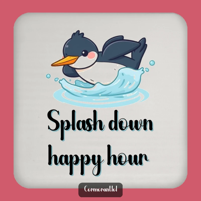 Funny Kawaii Cormorant Coaster Set: Protect Surfaces with Splashy Humor!