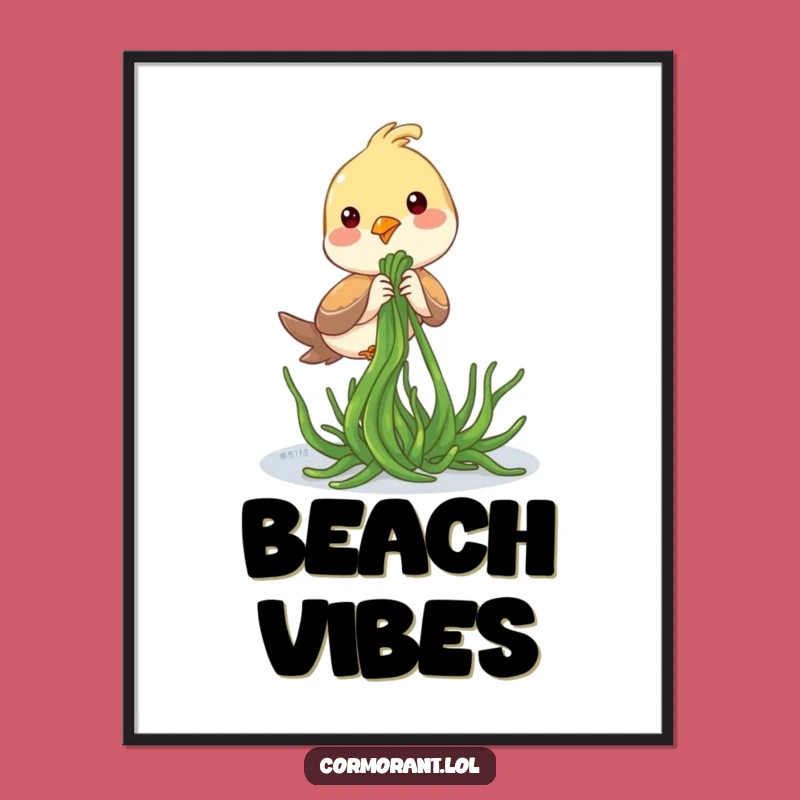 Funny Seaweed Bird Poster: Coastal Charm and Humor for Your Walls, Perfect Funny Gift!