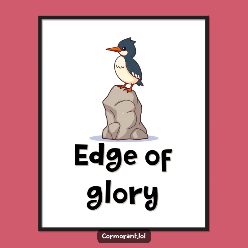 Funny Cormorant Balance Poster: Precarious Perch Art, Perfect Wall Decor Funny Gift