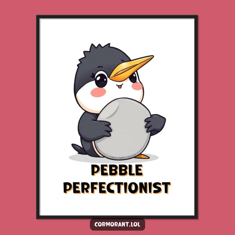 Funny Cormorant Pebble Gift Poster: Adorn Your Walls with Bird's Generous Art