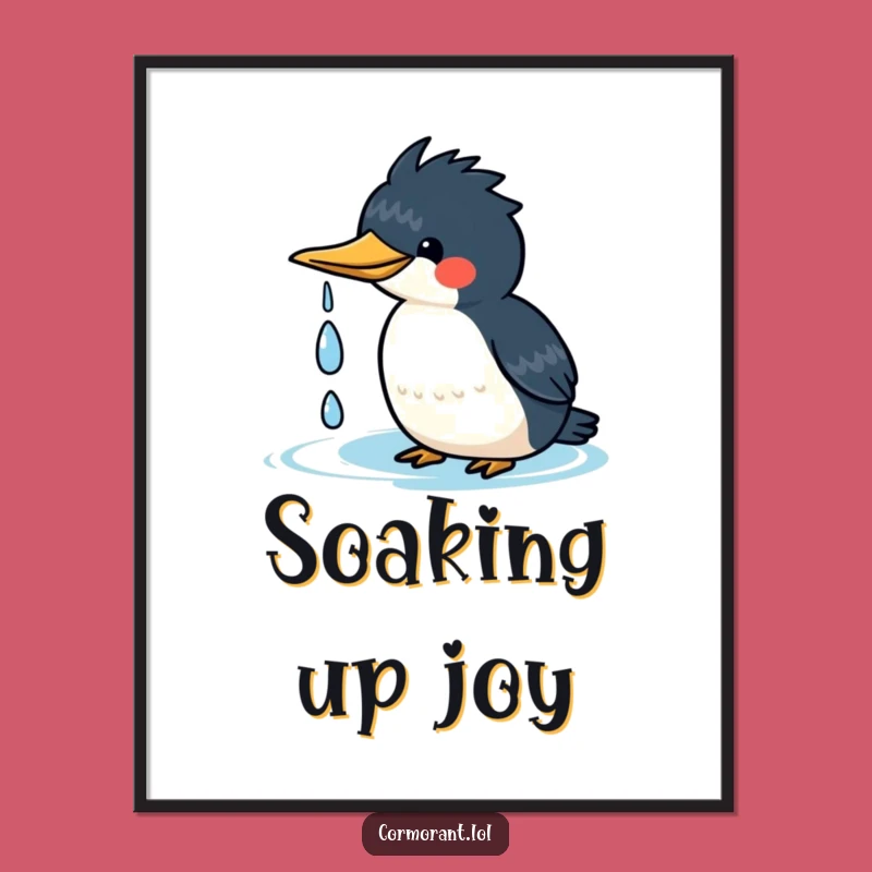 Funny Kawaii Cormorant Poster - Cute Happy Water Decor