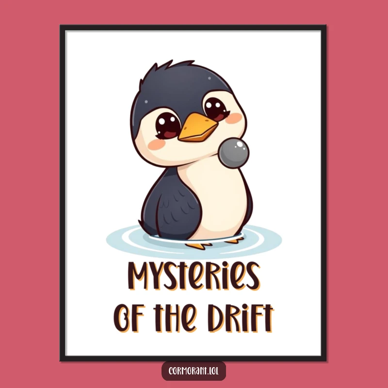 Funny Kawaii Cormorant Curiosity Poster: Intriguing Wall Art Funny Gift!
