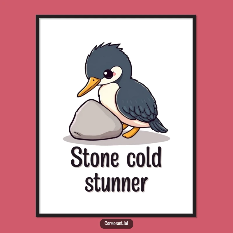 Funny Kawaii Cormorant Poster, Charming Bird Art Print, Unique Gift