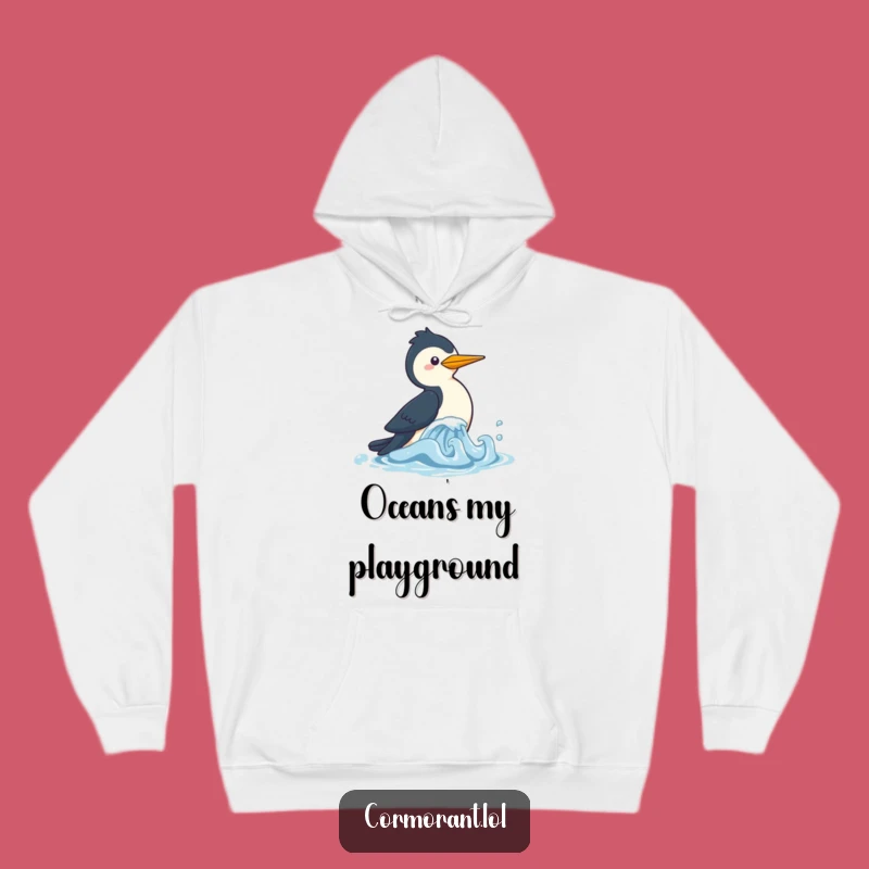 Funny Cormorant Wave Chase Hoodie: Cozy Kawaii Bird Sweatshirt, Perfect Humorous Gift!