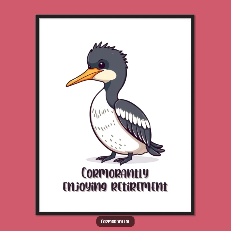Funny Free Printable Wall Art: Relaxed Cormorant Sunbathing Downloadable Art, Coastal Decor, DIY Gift