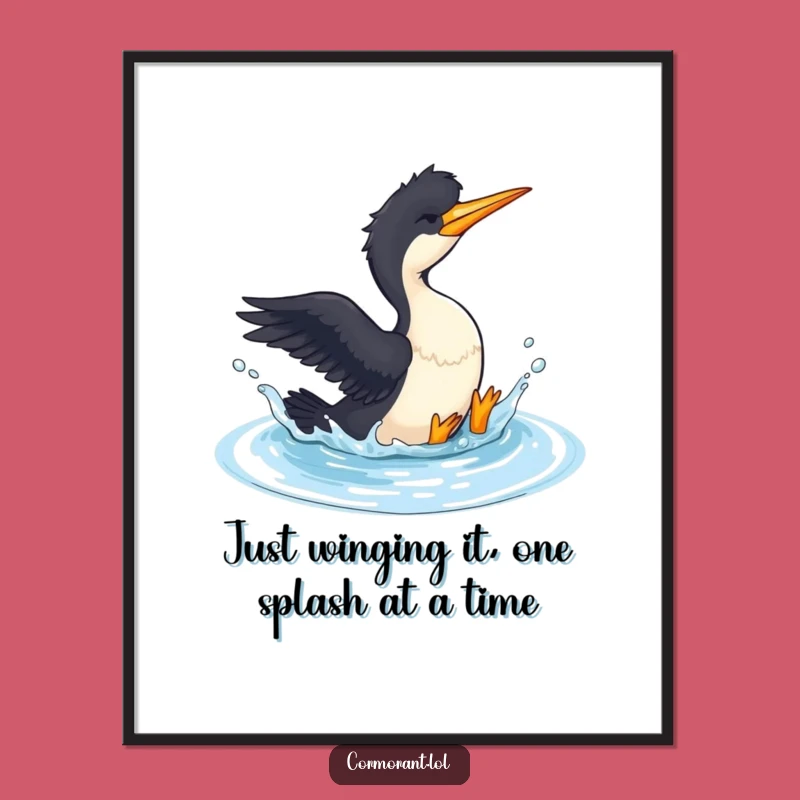 Free Printable Splashing Cormorant Wall Art: Joyful Water Decor Downloadable Art