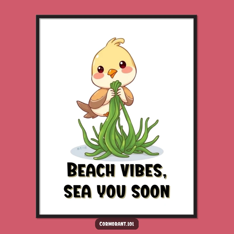 Free Printable Wall Art: Bird with Seaweed - Funny Downloadable Decor Gift