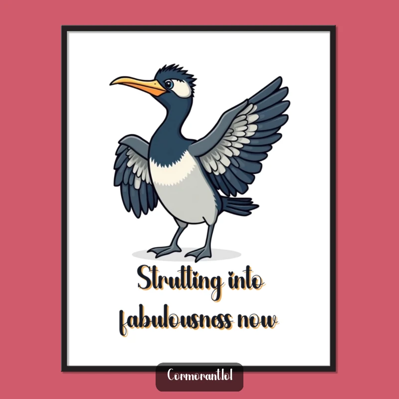 Free Printable Wall Art: Funny Cormorant Doing a Silly Strut