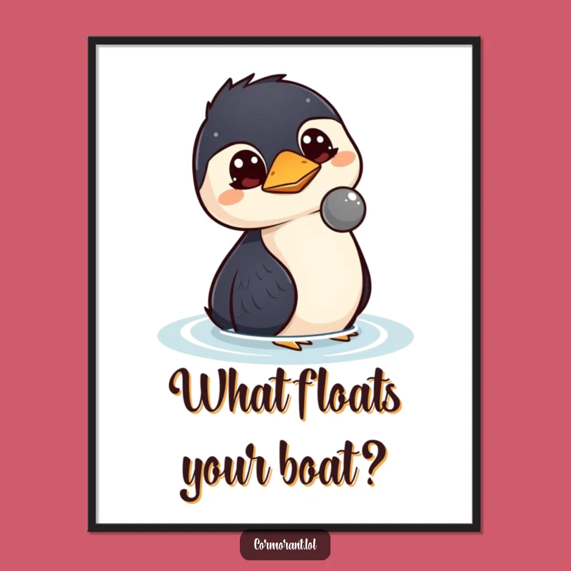 Funny Cormorant Curiosity Art: Free Printable Kawaii Watch Downloadable Wall Decor